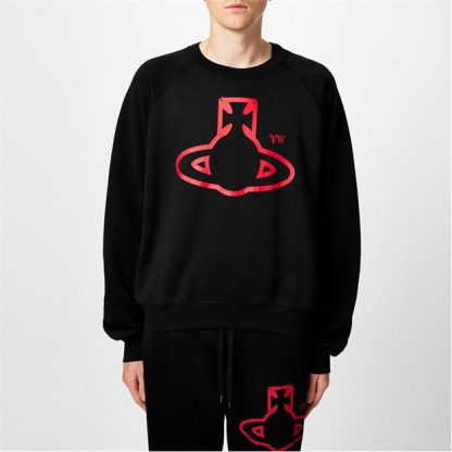 VIVIENNE WESTWOOD Orb Raglan Sweatshirt Men Crew Sweaters Black N401 for sale