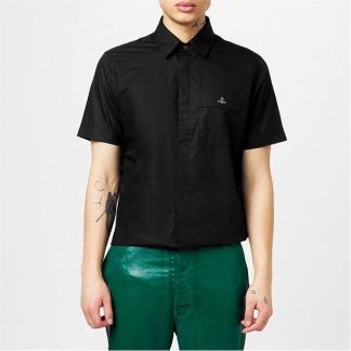 VIVIENNE WESTWOOD Orb Short Sleeve Shirt Men Plain Shirt - Short Sleeve Black for sale