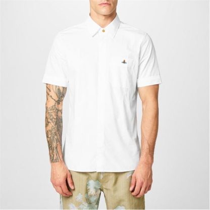 VIVIENNE WESTWOOD Orb Short Sleeve Shirt Men Plain Shirt - Short Sleeve White for sale