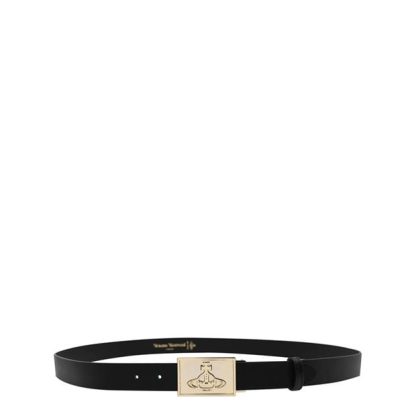 VIVIENNE WESTWOOD Orb Square Belt Unisex Belts Black/Gold for sale