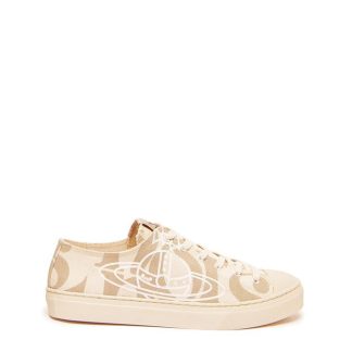 VIVIENNE WESTWOOD Plimsoll Canvas Trainers Women Canvas Low Grey Words P203 for sale