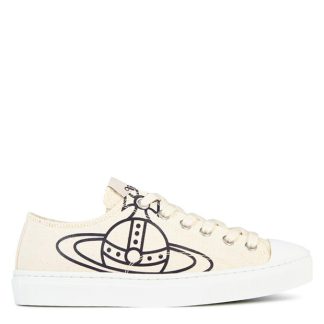 VIVIENNE WESTWOOD Plimsoll Canvas Trainers Women Canvas Low Grezzo B402 for sale