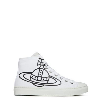 VIVIENNE WESTWOOD Plimsoll High Top Trainers Women Canvas High Optic White for sale