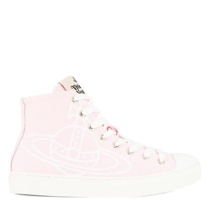 VIVIENNE WESTWOOD Plimsoll High Top Trainers Women Canvas High Pink G402 for sale