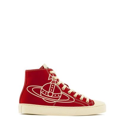 VIVIENNE WESTWOOD Plimsoll High Top Trainers Women Canvas High Red for sale