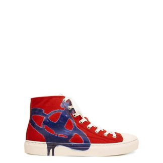 VIVIENNE WESTWOOD Plimsoll High Top Trainers Women Canvas High Red Blue for sale