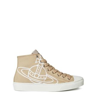 VIVIENNE WESTWOOD Plimsoll High Top Trainers Women Canvas High Sand C403 for sale