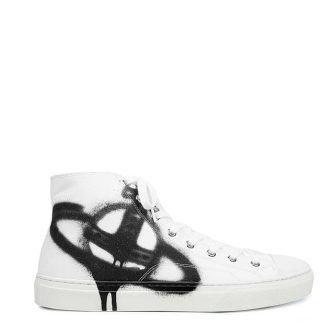 VIVIENNE WESTWOOD Plimsoll High Top Trainers Women Canvas High White Black for sale