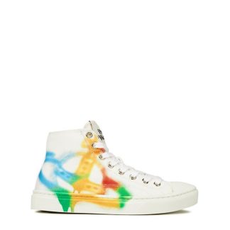 VIVIENNE WESTWOOD Plimsoll High Top Trainers Women Canvas High White Multi for sale