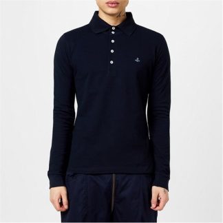 VIVIENNE WESTWOOD Polo Shirt Men Long Sleeve Polos Navy for sale