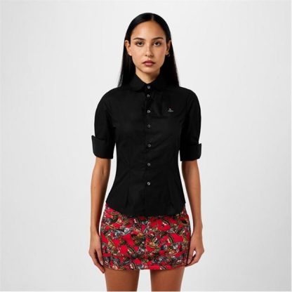 VIVIENNE WESTWOOD Short Sleeve Toulouse Shirt Women Dress Shirt - Short Sleeve Black for sale