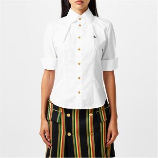 VIVIENNE WESTWOOD Short Sleeve Toulouse Shirt Women Dress Shirt - Short Sleeve White for sale