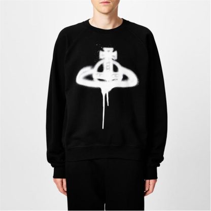 VIVIENNE WESTWOOD Spray Orb Sweater Men Crew Sweaters Black for sale