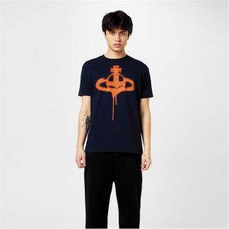 VIVIENNE WESTWOOD Spray Orb T Shirt Men Navy  for sale