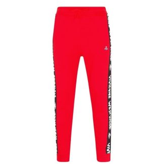 VIVIENNE WESTWOOD Tape Joggers Men Closed Hem Fleece Jogging Bottoms Red H406 for sale