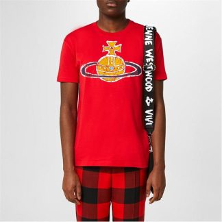 VIVIENNE WESTWOOD Time Machine T Shirt Men Regular Fit T-Shirts Red for sale